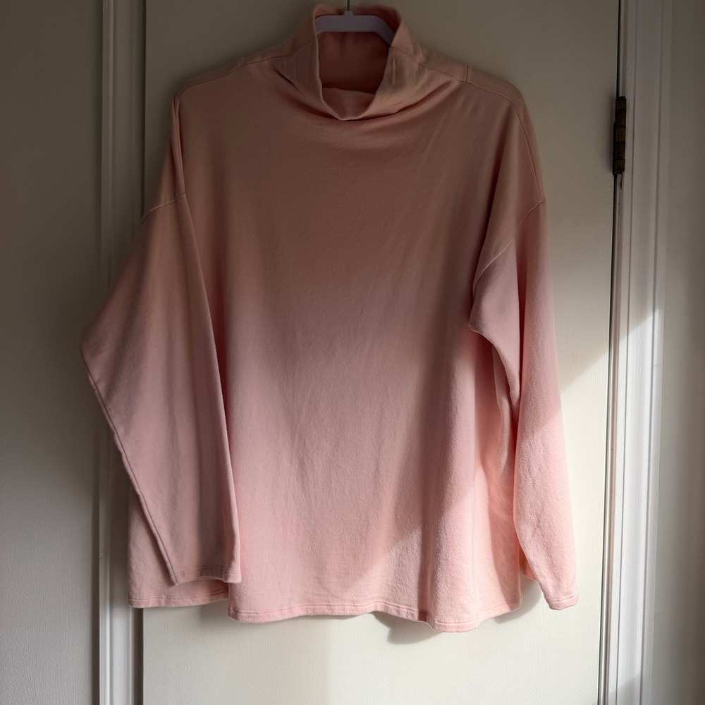 Eileen Fisher Soft Pink Tencel Organic Cotton Blend Turtleneck Long Sleeve XL
